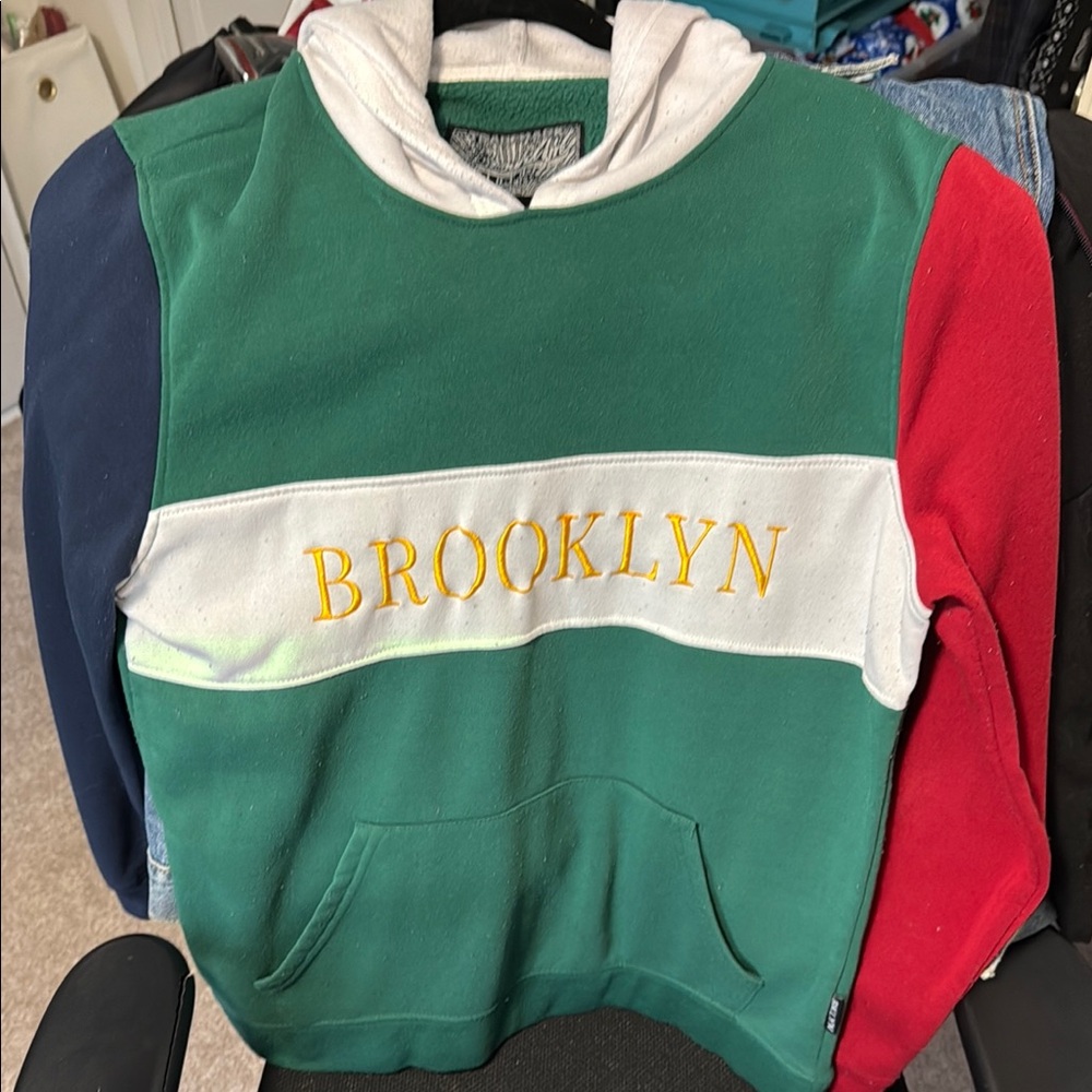Colorblock Hoodie with 'Brooklyn' Embroidery